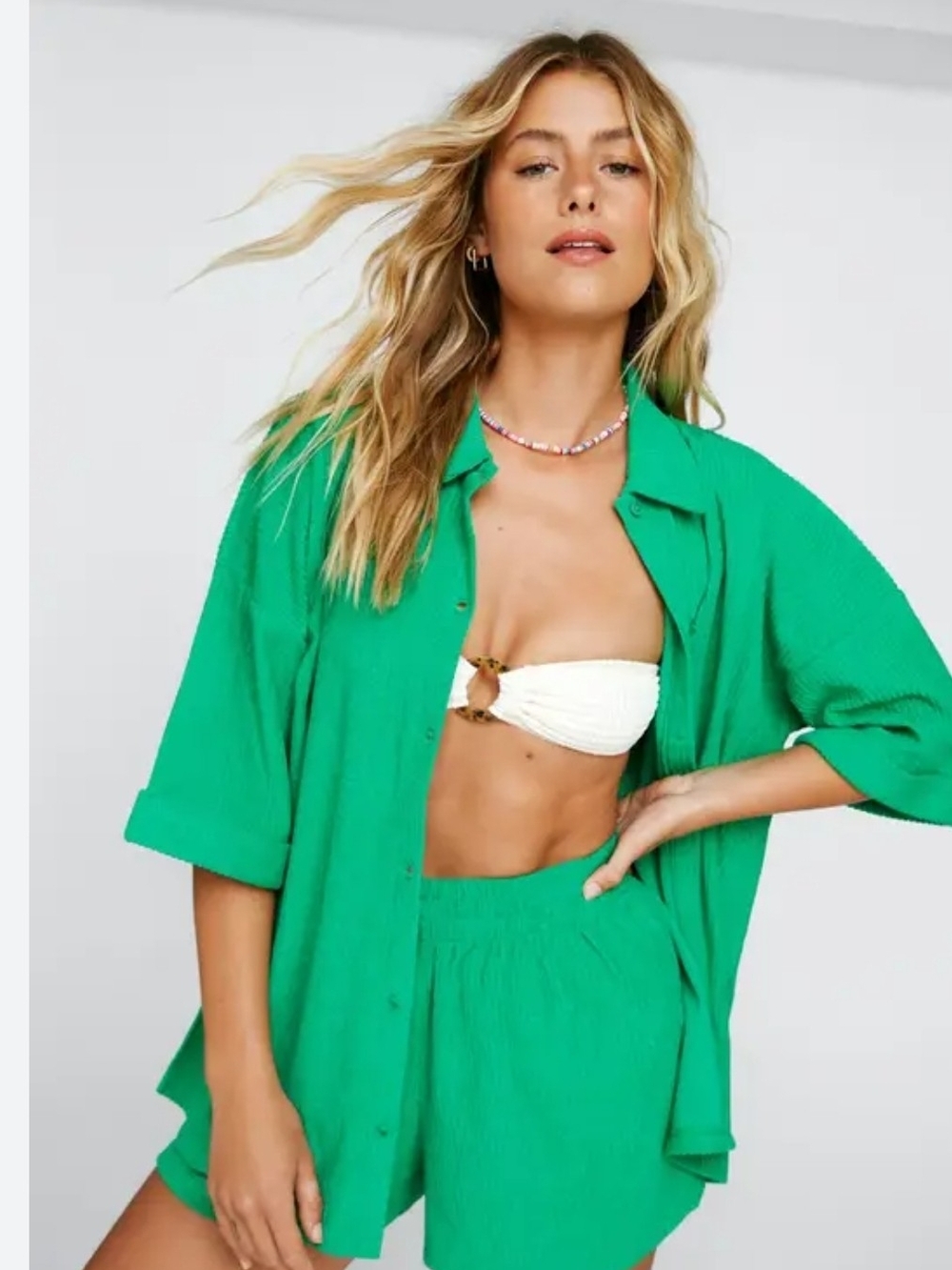Nasty Gal Green Ribbed Top